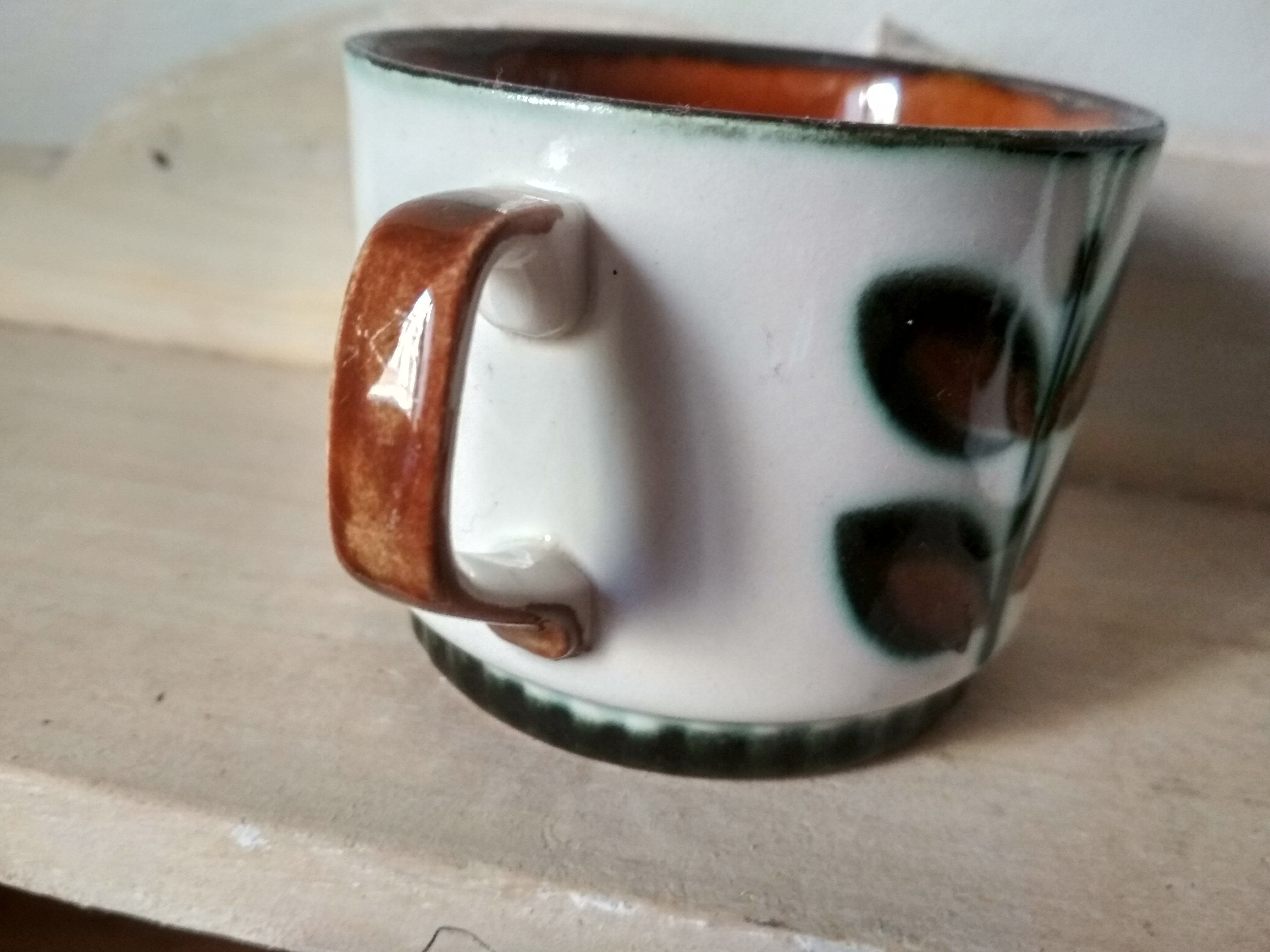 Set of 6 tea or coffee cups, ceramic Boch series Rambouillet in the 1960