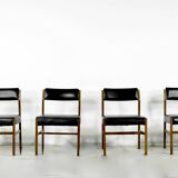 Set Of 4 Midcentury Solid Teak Danish Style Chairs. Vintage Modern / Retro.