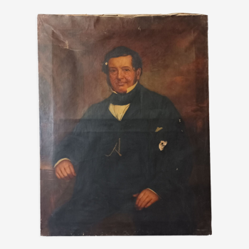 Oil on canvas Portrait of a man English School XIXth