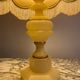 Alabaster lamp, frilled shade with fringes, 1930s-1940s.