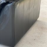 2 seater black leather convertible sofa 150cm