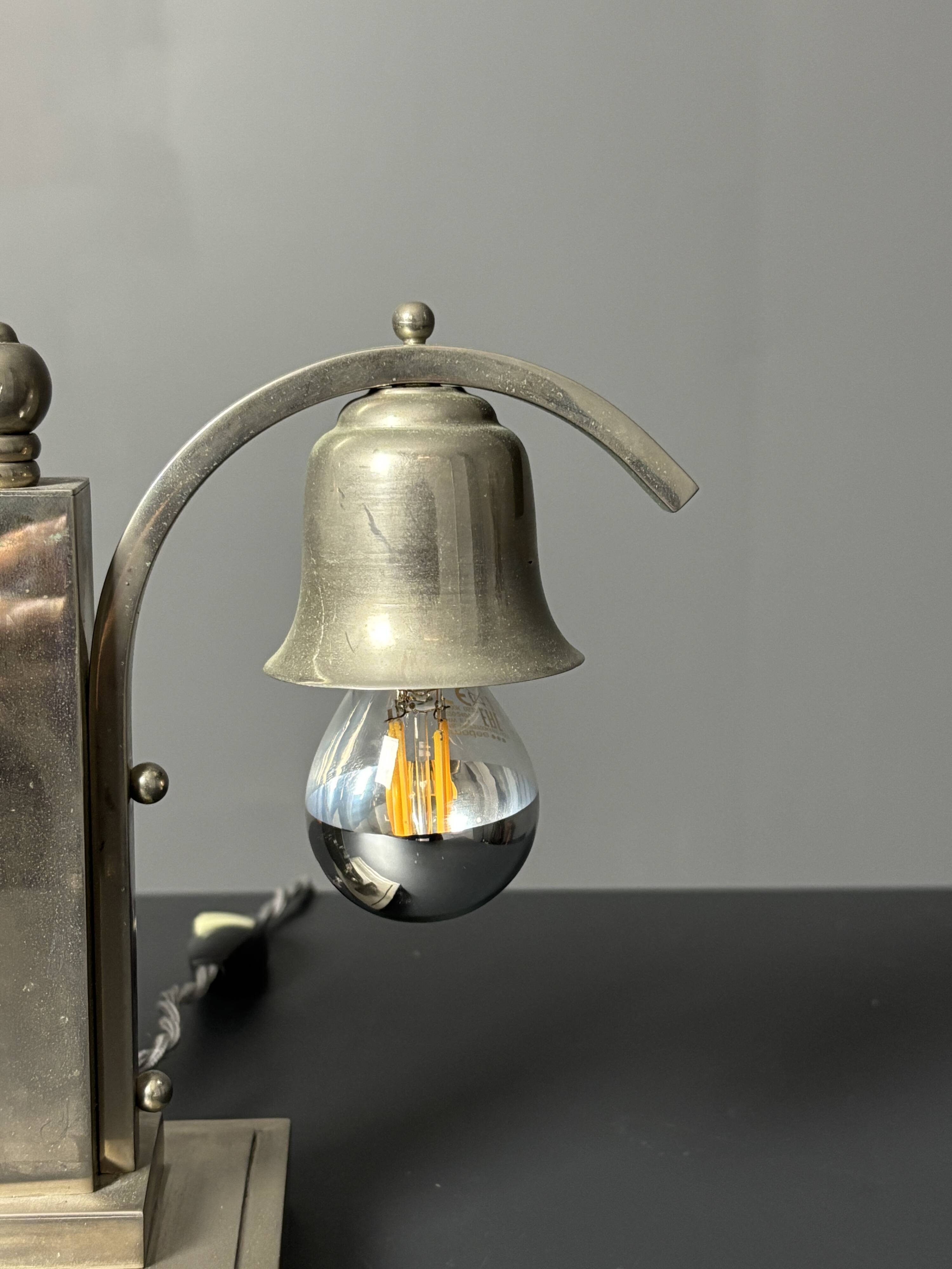 Dutch art deco nickel desk or table lamp, 1930s