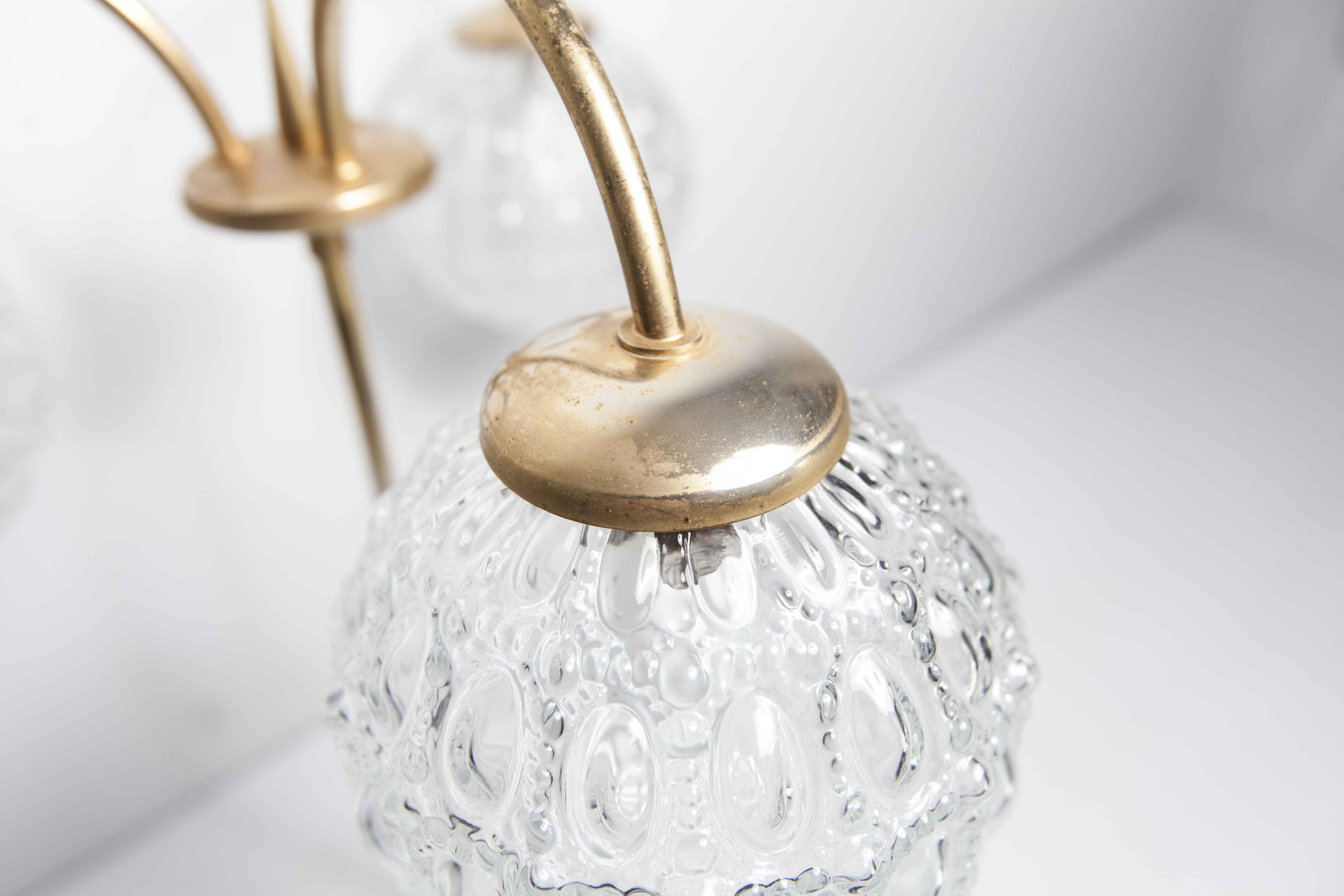 Brass ceiling and glass 3 balls 1960