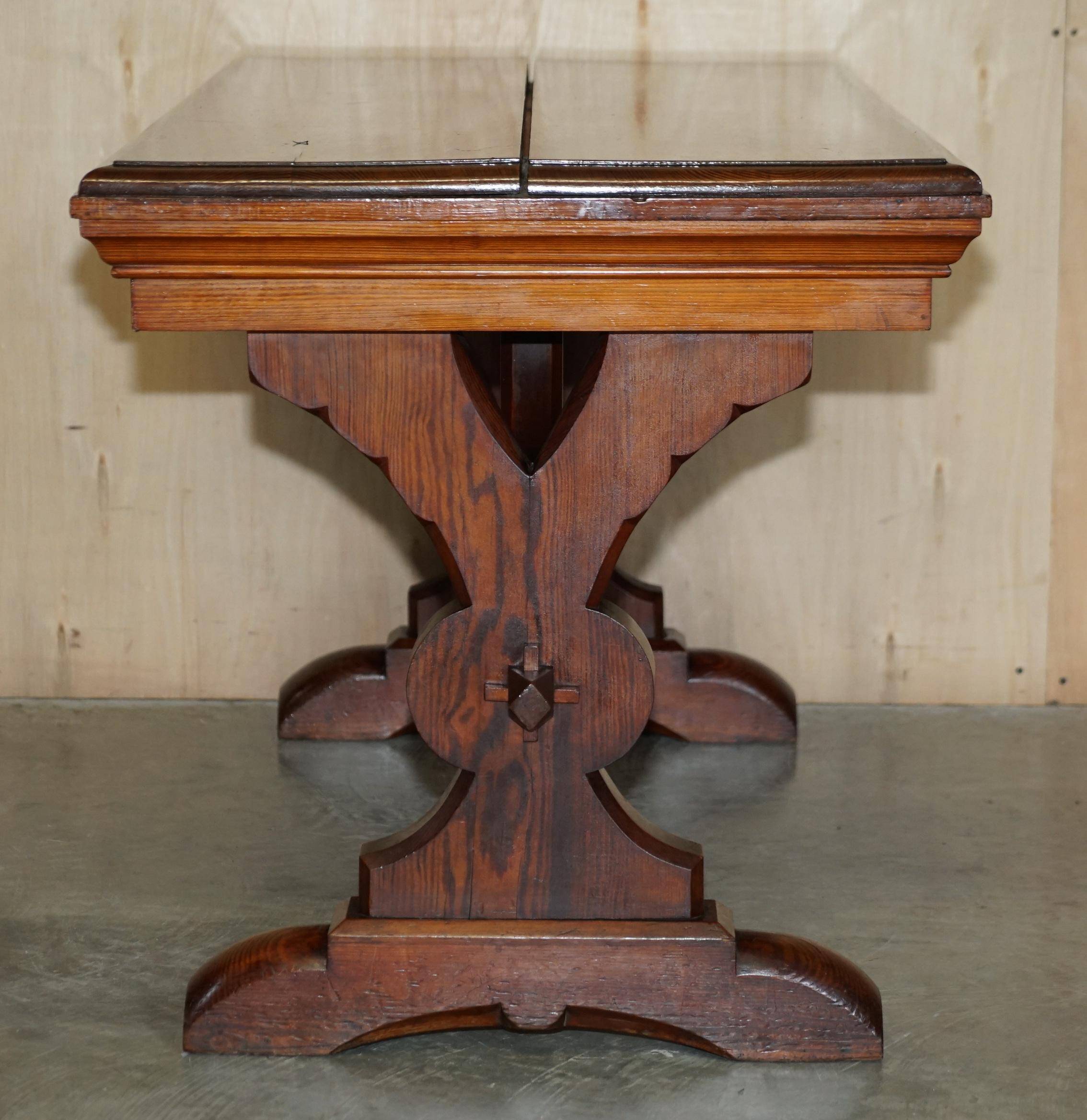 Victorian Gothic library table in antique oak