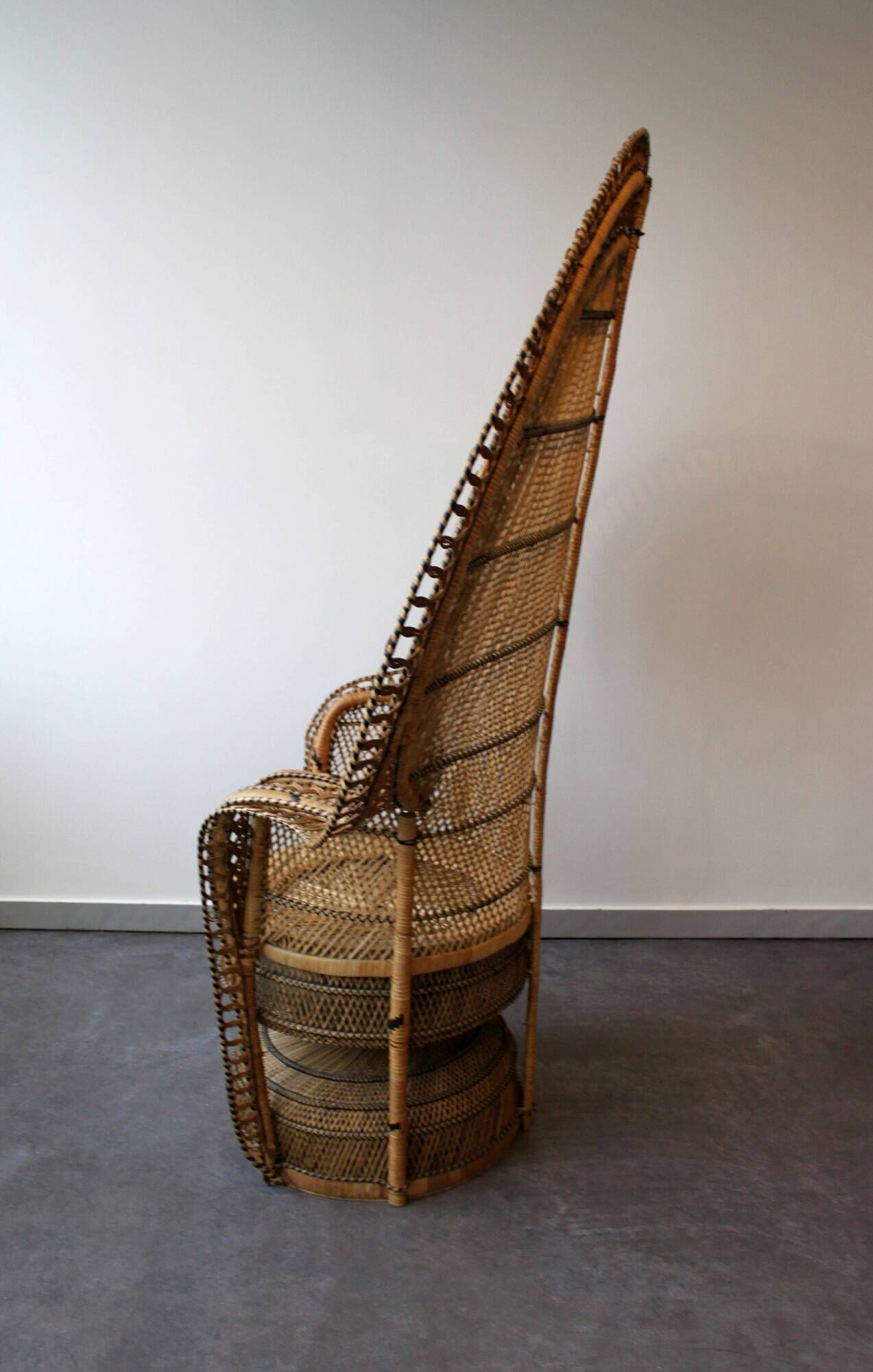 Vintage Emmanuelle de Kok armchair in wicker and bamboo 1970