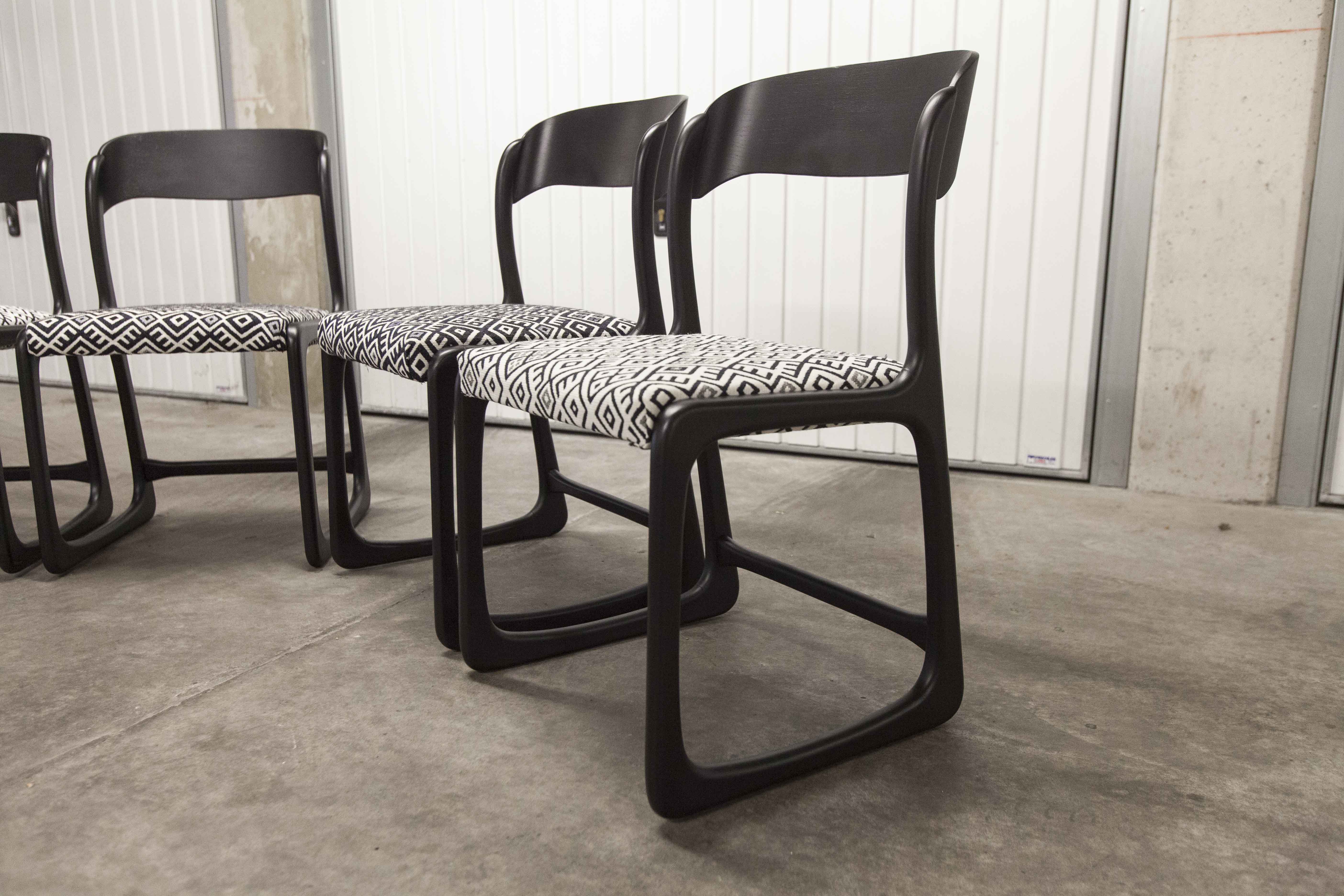 Lot of 4 Baumann chairs flat sled restored