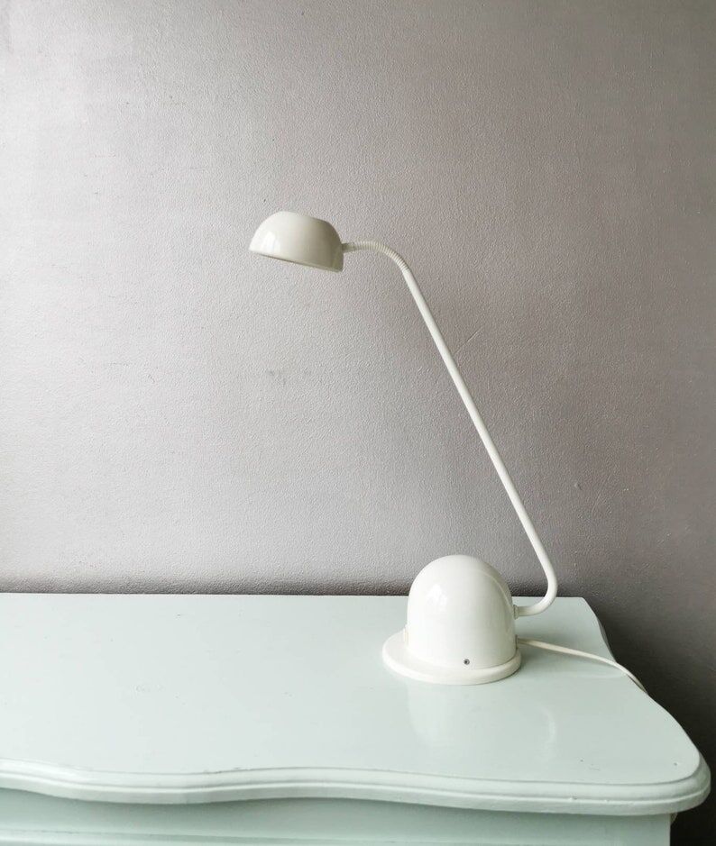White metal desk lamp Vrieland 80s