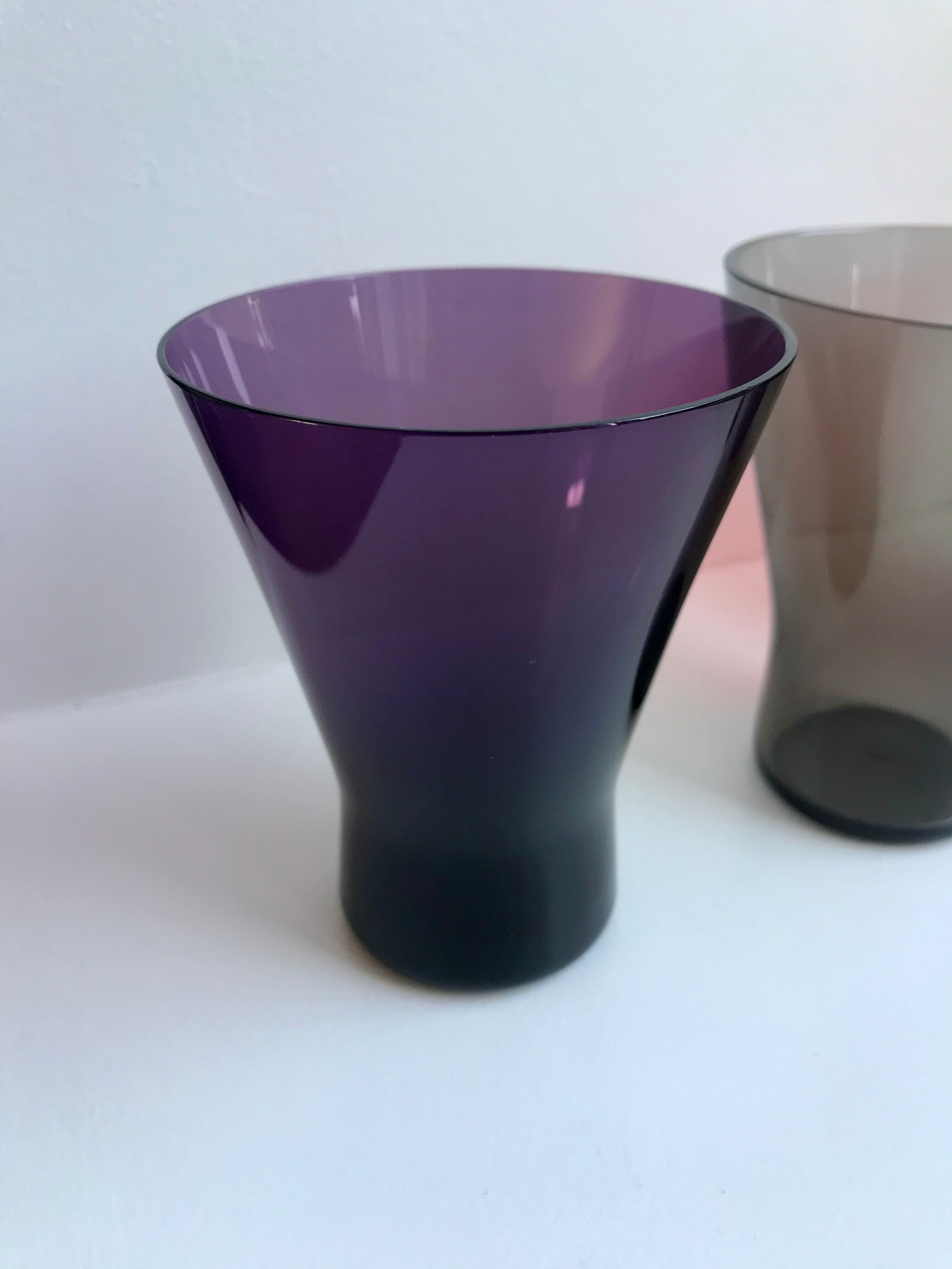 Set of 4 colorful design water glasses 70s