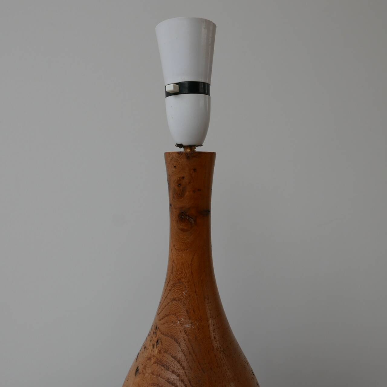 Mid-Century English Burr Wood Table Lamp
