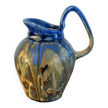 Ancien Pichet Ceramique Grès Émaille Flambe Vintage Metenier Gilbert