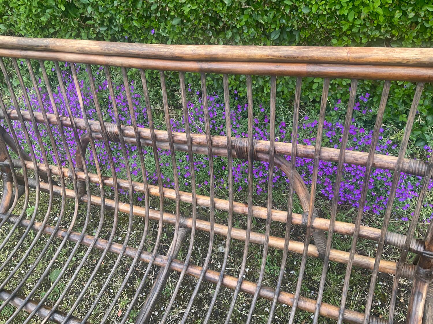 Vintage rattan bench from the 60s