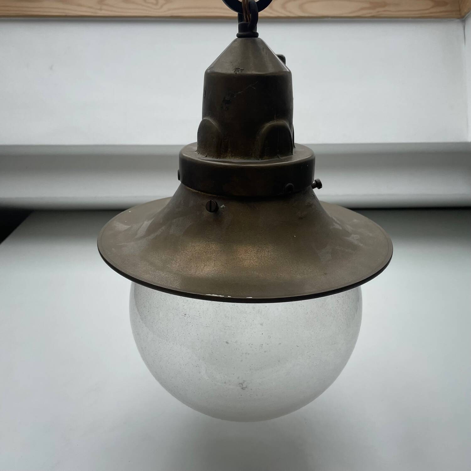 Vintage heavy brass hanging lamp