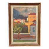 Original Swedish Oil On Canvas – “Southern Landscape” By Åke Liljeson – Vintage