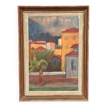 Original Swedish Oil On Canvas – “Southern Landscape” By Åke Liljeson – Vintage