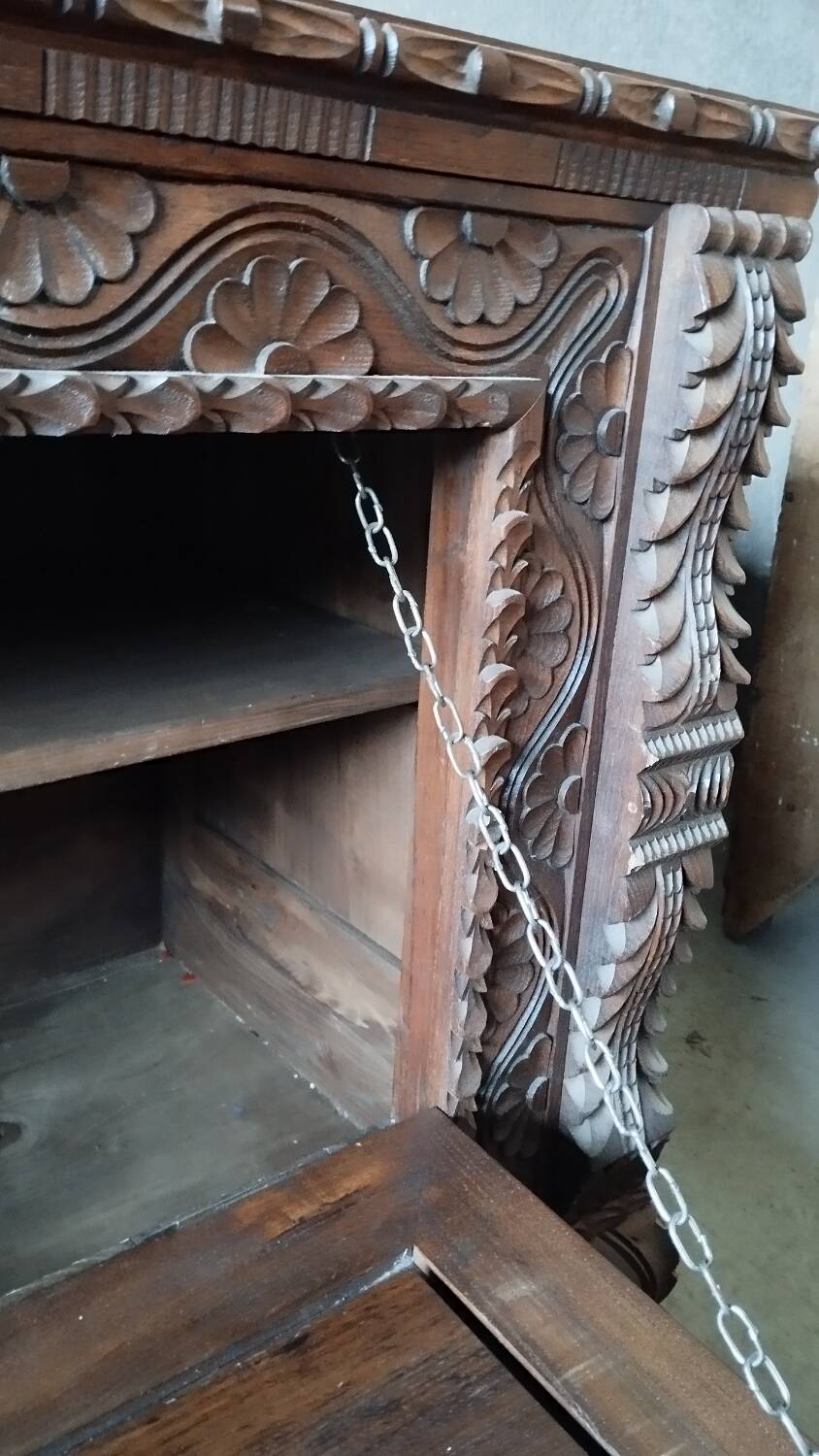 Carved wooden chest