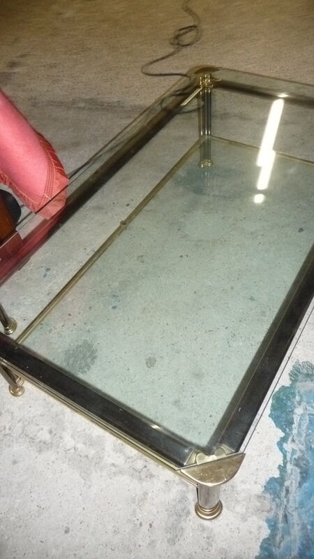 Brass and glass coffee table