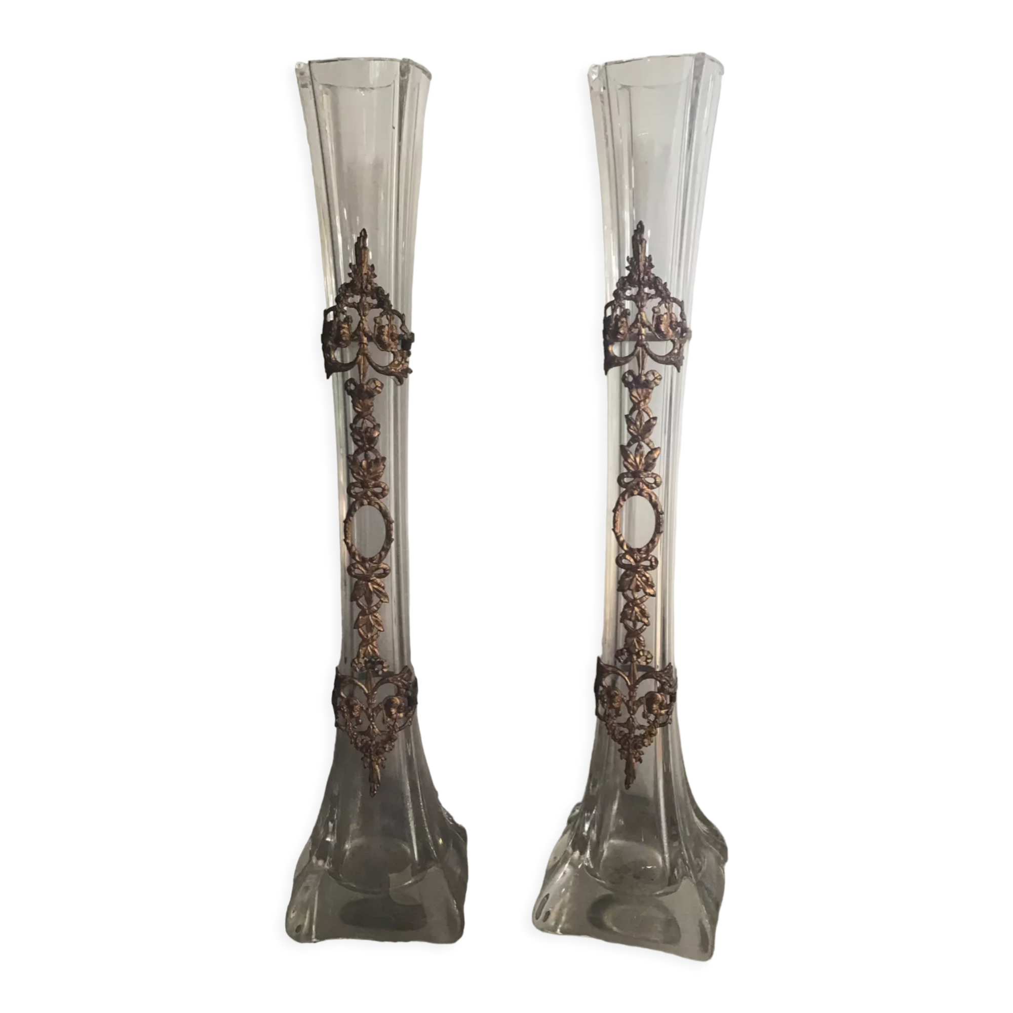 Paire de vases soliflore en verre
