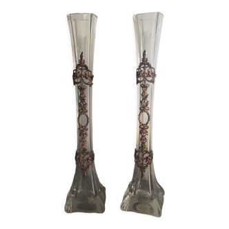 Pair of glass soliflore vases