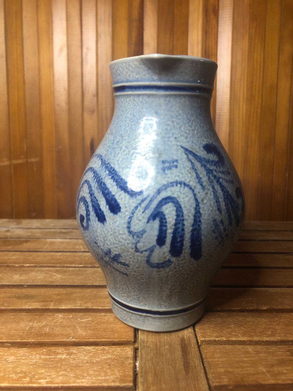 Old Blue Ceramic Pitcher Vintage Blue Decor