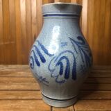 Ancien Pichet Céramique Bleu Décor Bleu Vintage