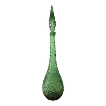 Decorative bottle carafe in Italian Empoli bubble glass