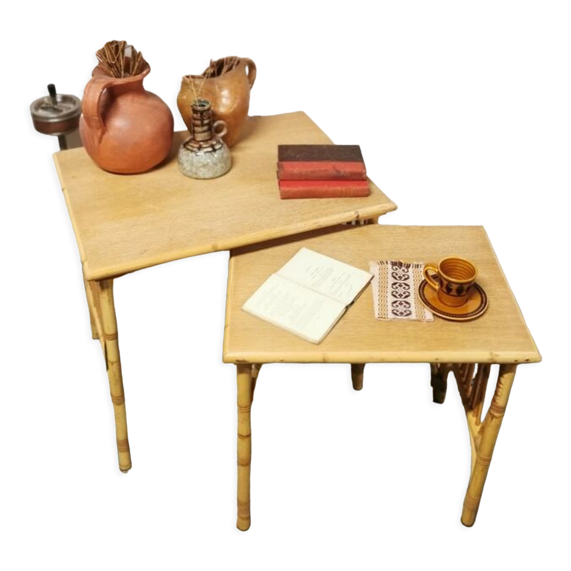 Rattan nesting tables