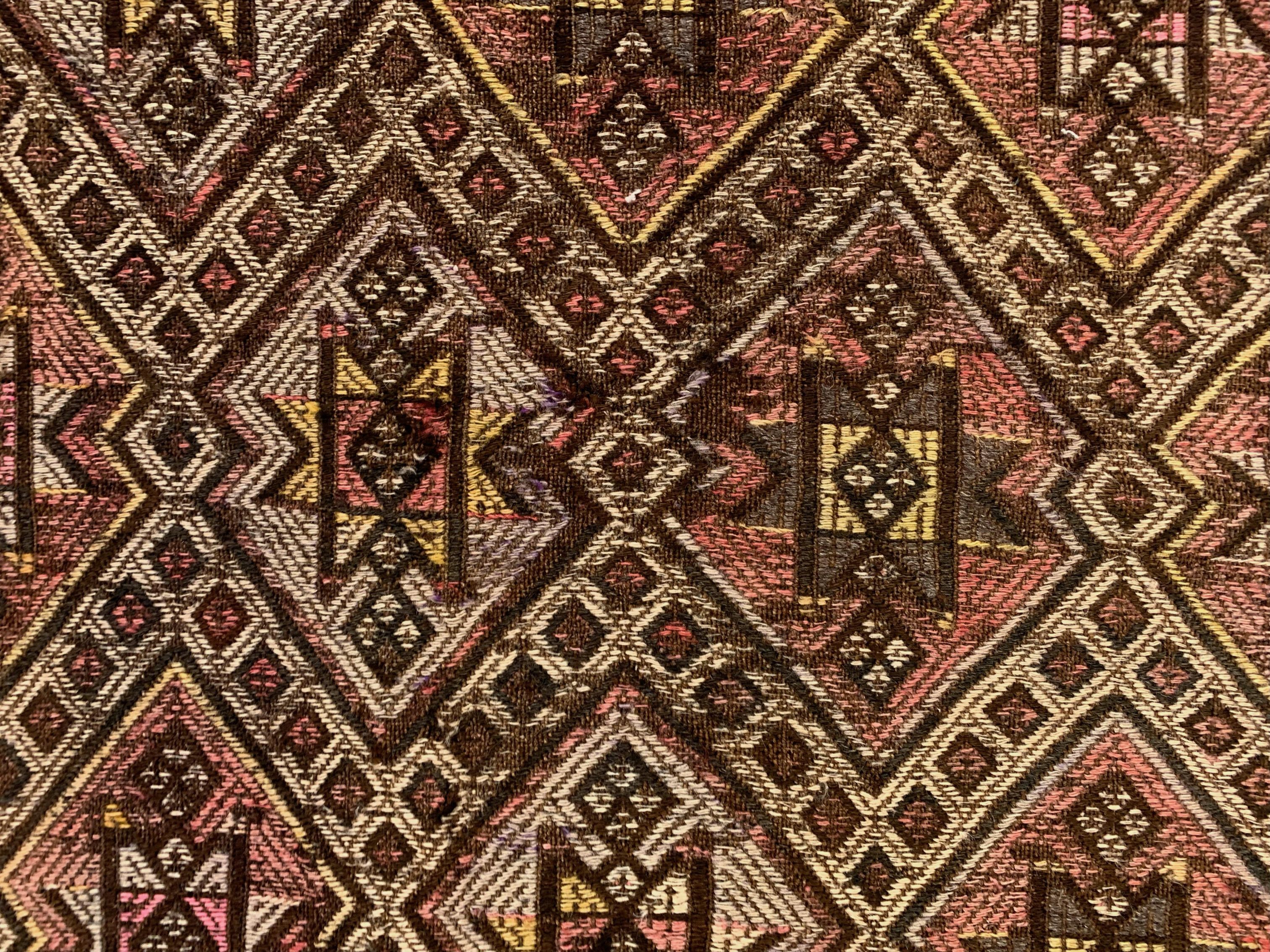 Large Vintage Turkish Kilim Rug 331x165 cm Wool Jajim Kelim