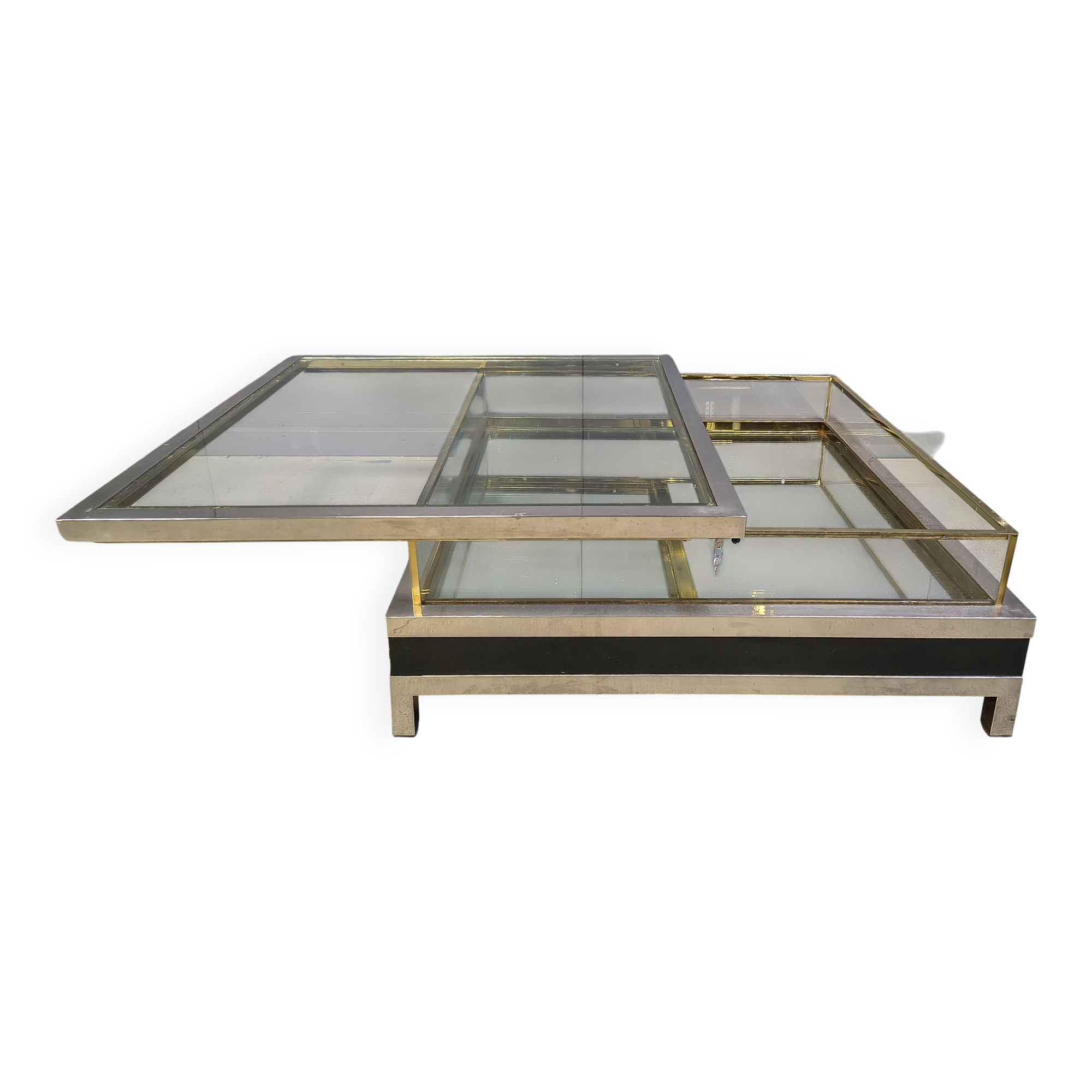 Vintage sliding top coffee table, 1970s