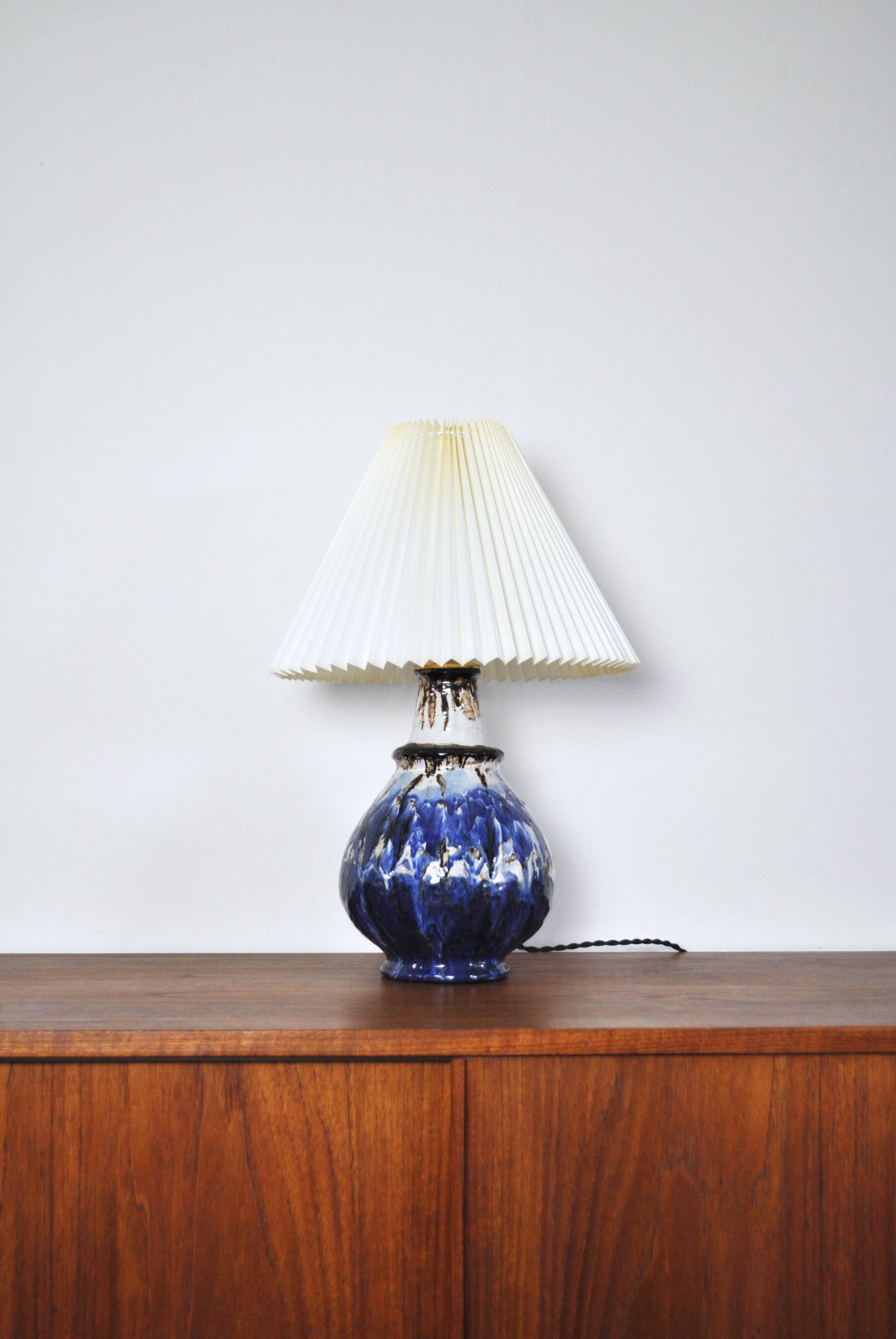 Glazed ceramic handmade Danish Mid-Century Modern Table Lamp