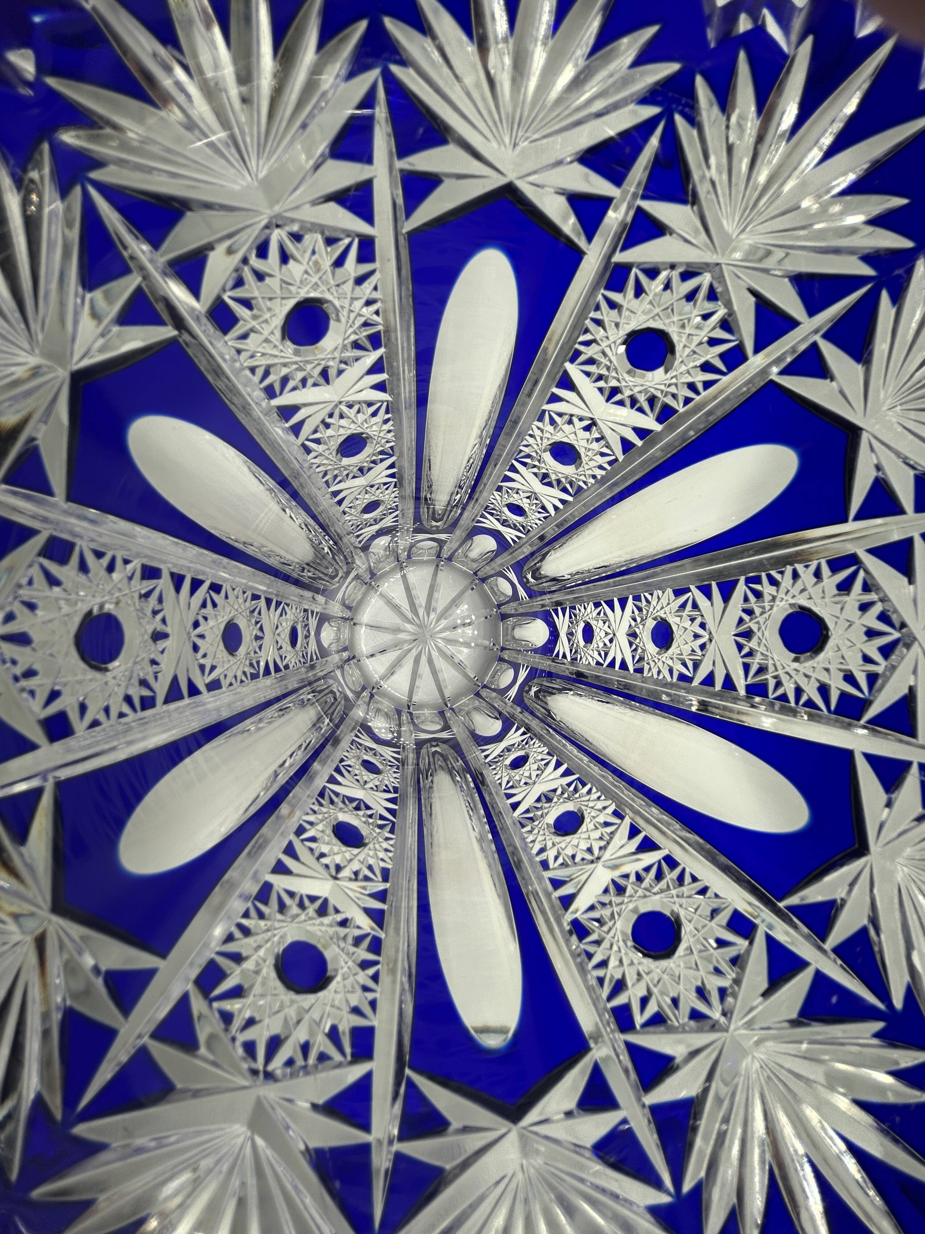 Superb richly cut Bohemian crystal vase