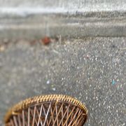 Round tamtam diabolo stool in rattan and woven wicker
