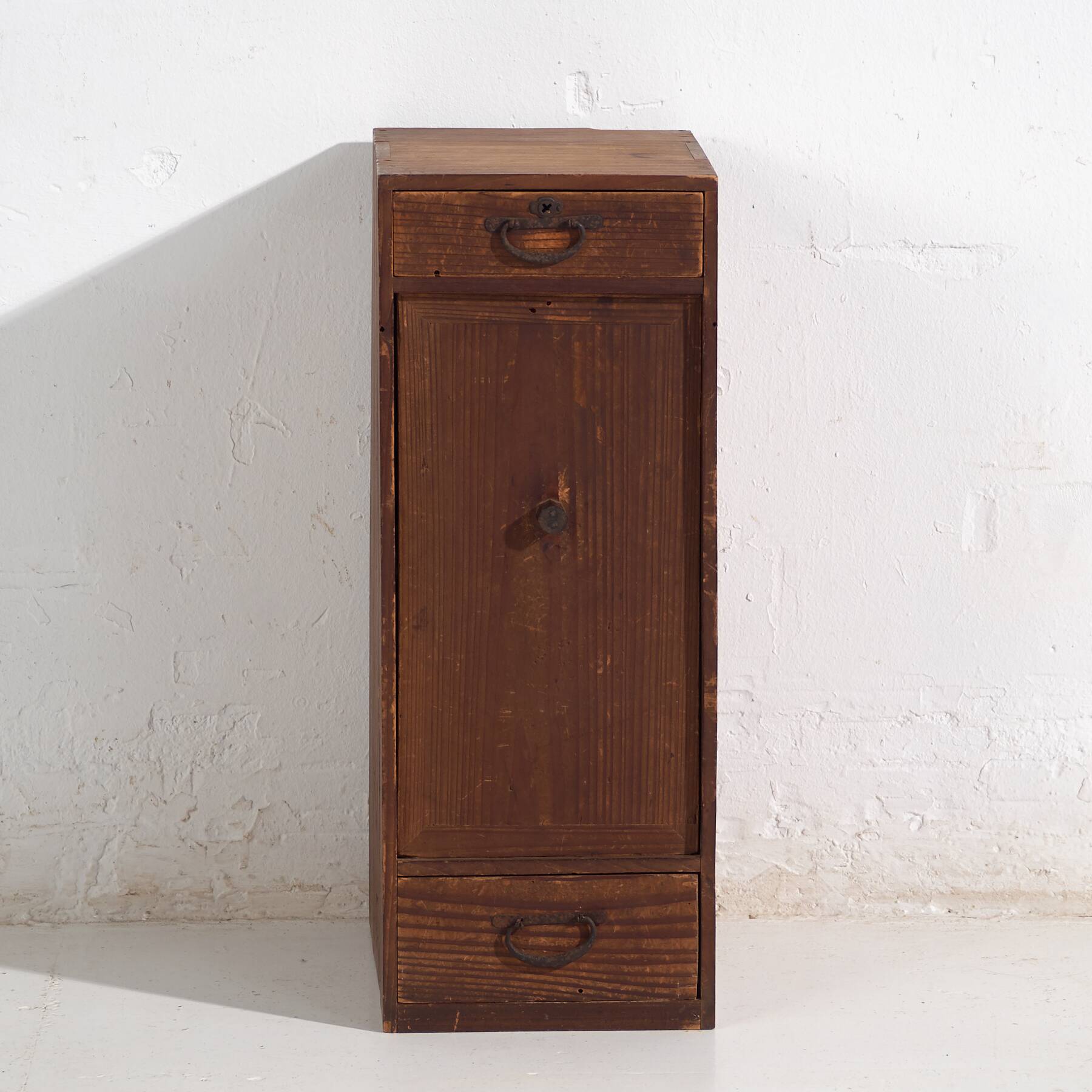 Small antique Japanese cedar furniture with a door and drawers – Taishō / early Shōwa period (circa 1912-1945)