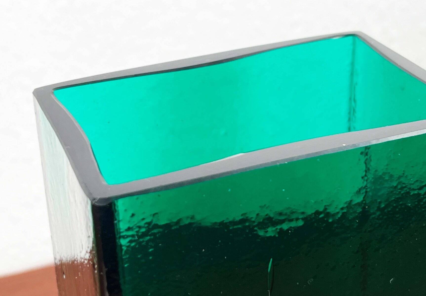 Minimalist mid-century glass block vase by Finncristall, Finland, 1960s.
