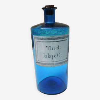 Old Blue Glass Apothecary Jar - Tinct; Jalap C