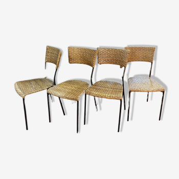 Set de 4 chaises rotin