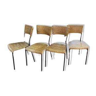 Set de 4 chaises rotin