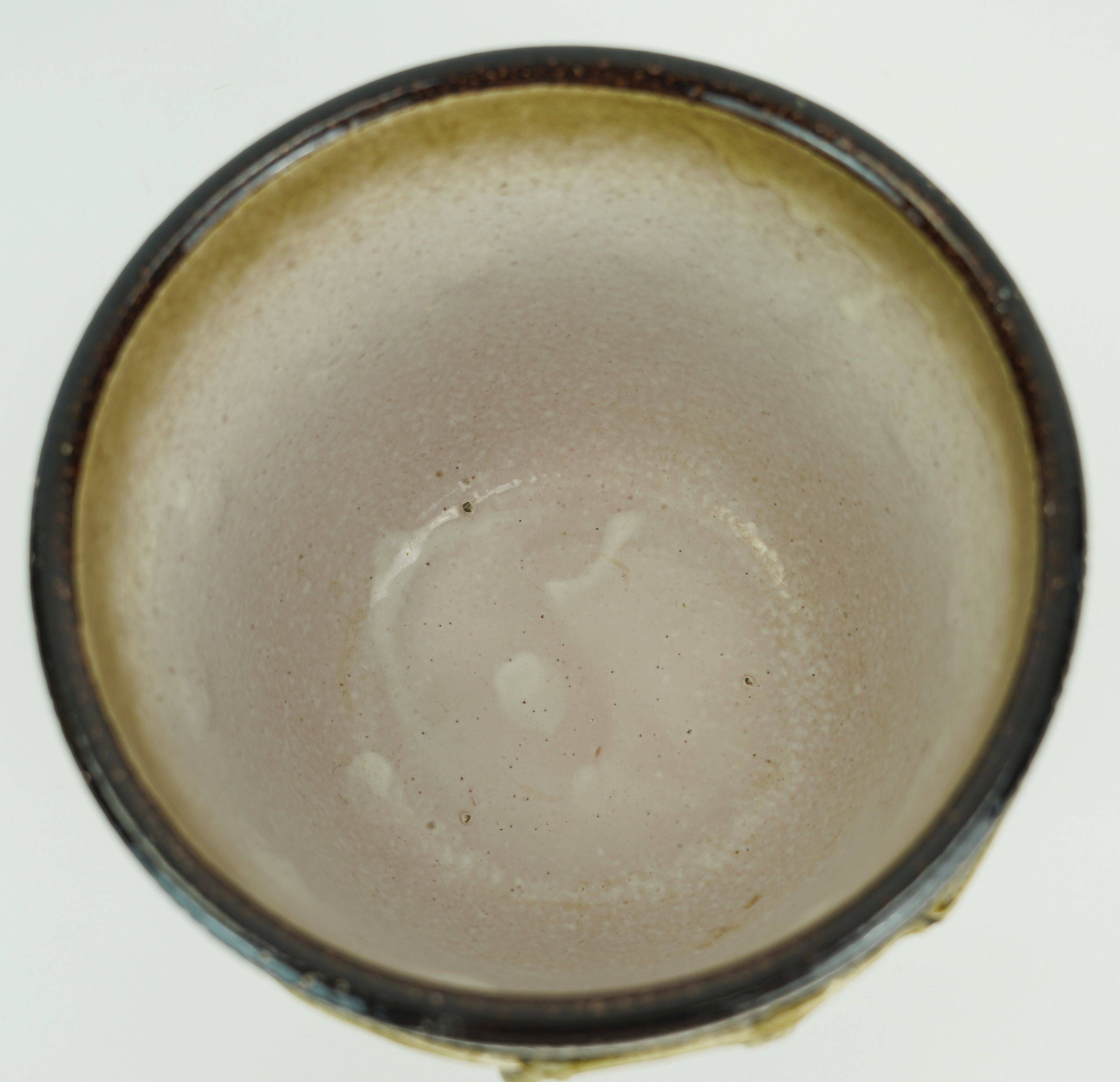italian mid century PLANT POT nuovo rinascimento relief decor white brown
