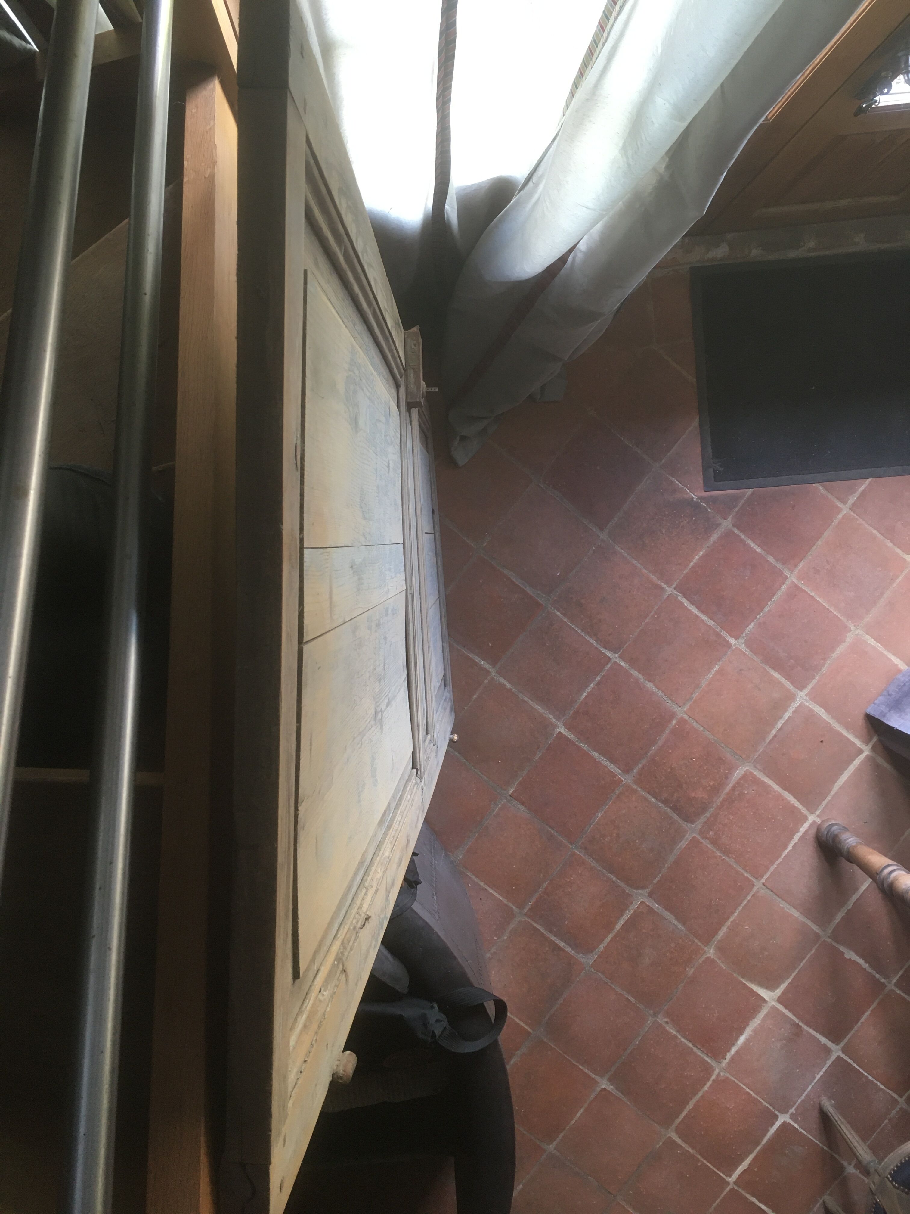 Pine door patinated by time