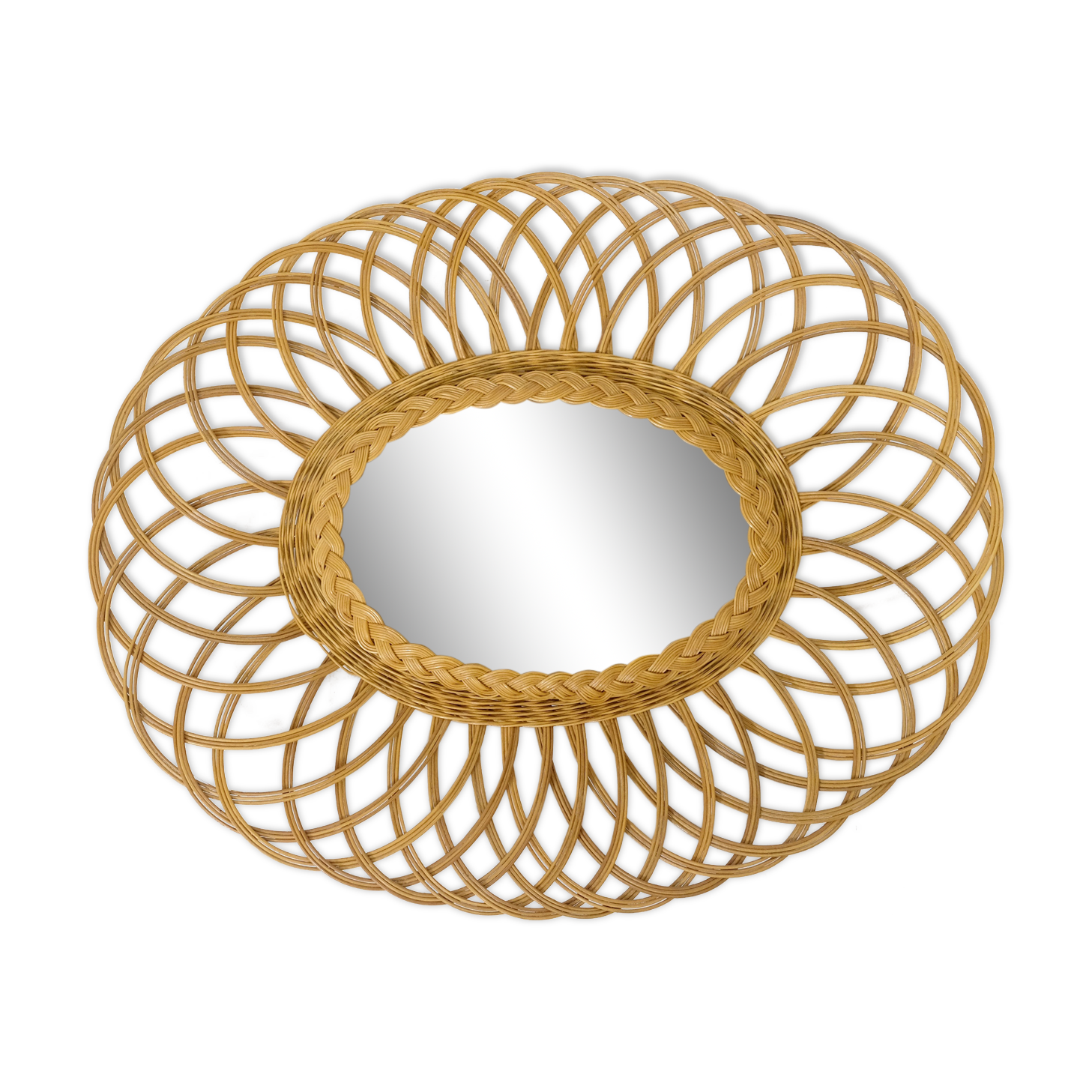 Oval wicker mirror, 60x50cm