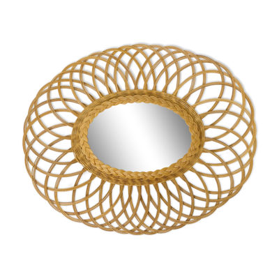 Miroir oval en osier, 60x50cm