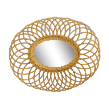 Miroir oval en osier, 60x50cm