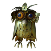 Sculpture chouette, hibou, brutaliste, en tôle, dans le style Curtis