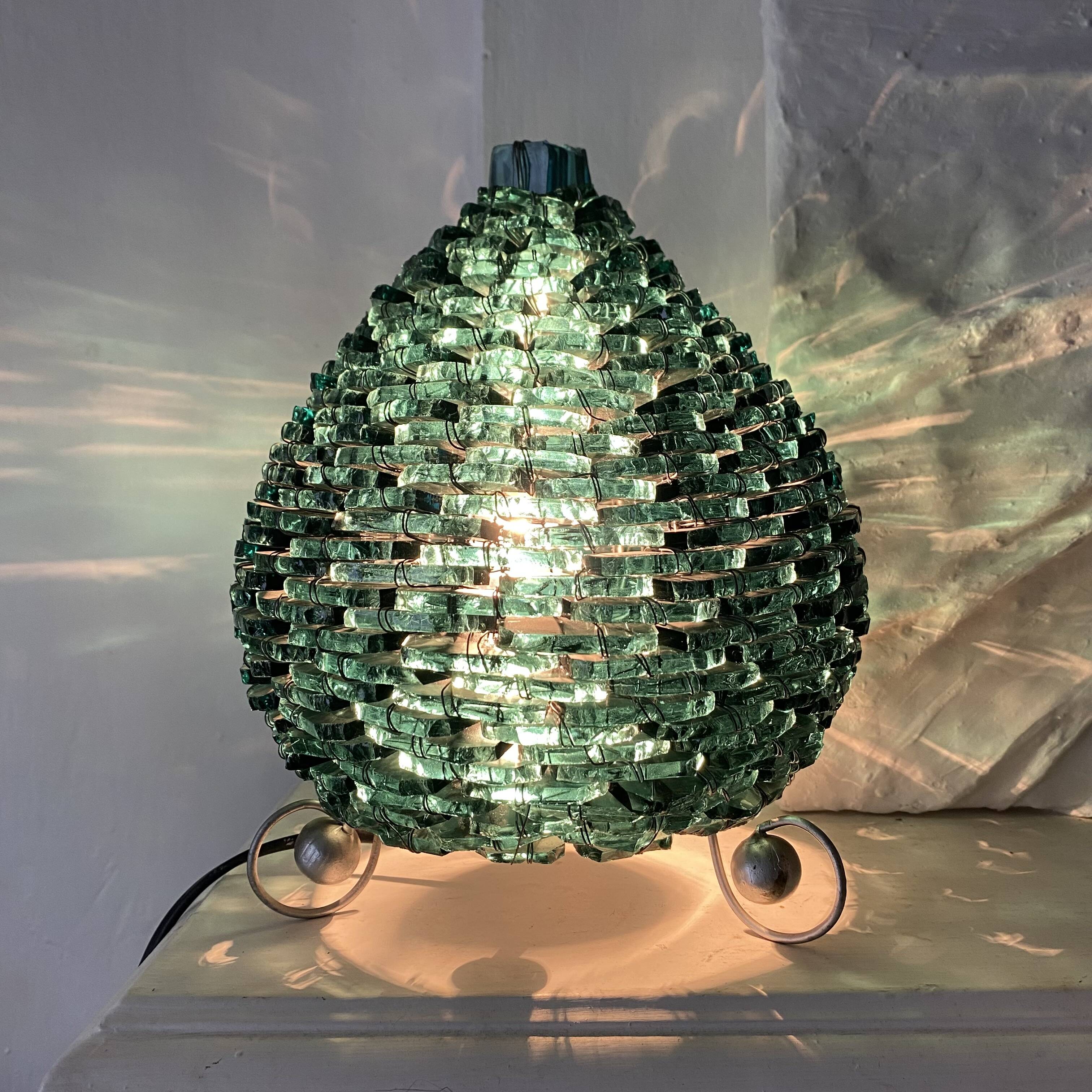 Lampe en verre empilé, esprit Murano, années 60-70