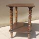 Vintage wooden console side table with turned legs.
