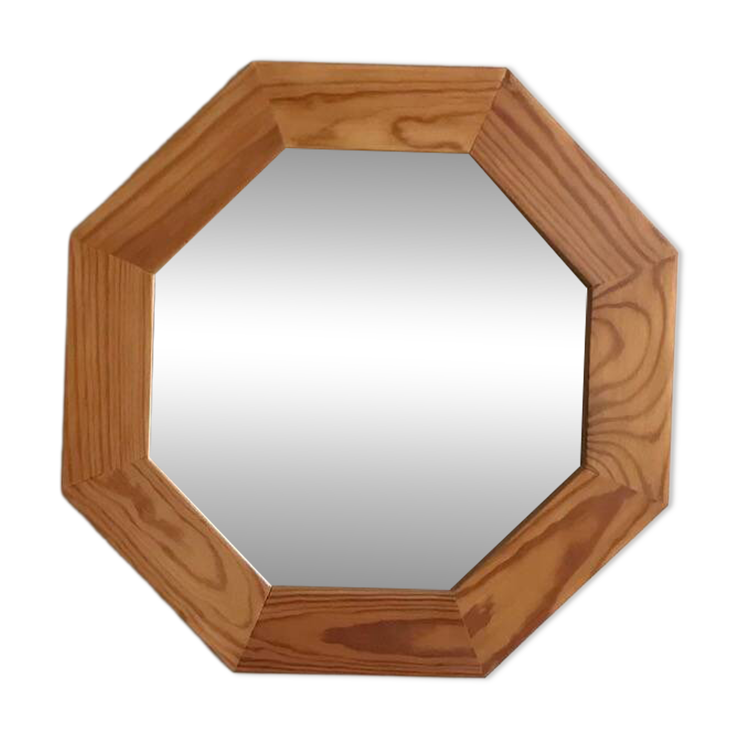 Miroir octogonal en pin, années 1980