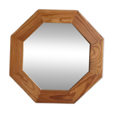 Miroir octogonal en pin, années 1980