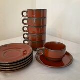 Vintage coffee set in enamelled ceramic 70s