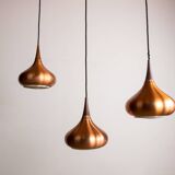 Triple Danish pendant light in metal and Rosewood, Orient model, Jo Hammerborg for Fog & Morup.