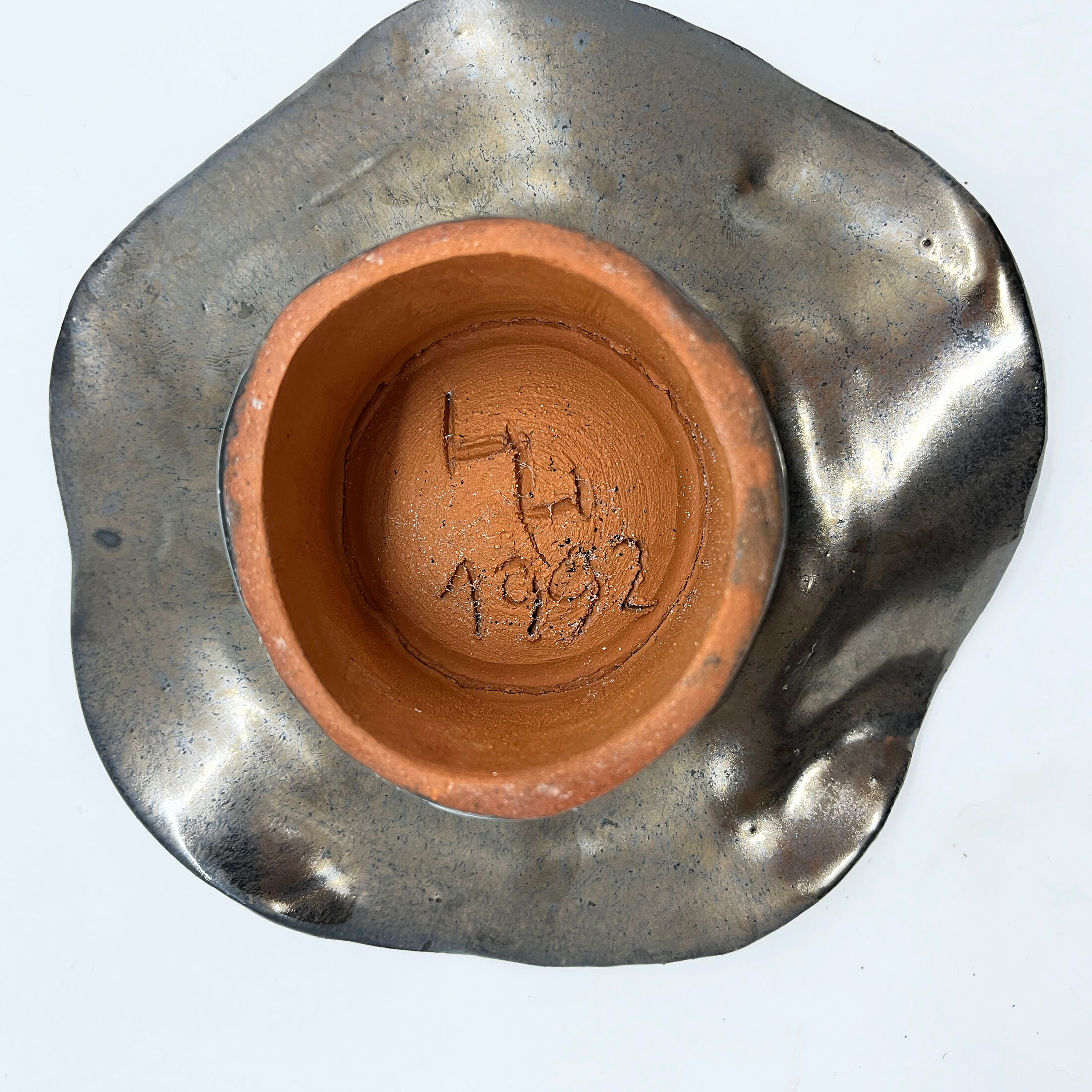 Ceramic, hand-formed candlestick, Czech Republic, 1992.