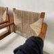 Pair of oak and straw armchairs, reconstruction style